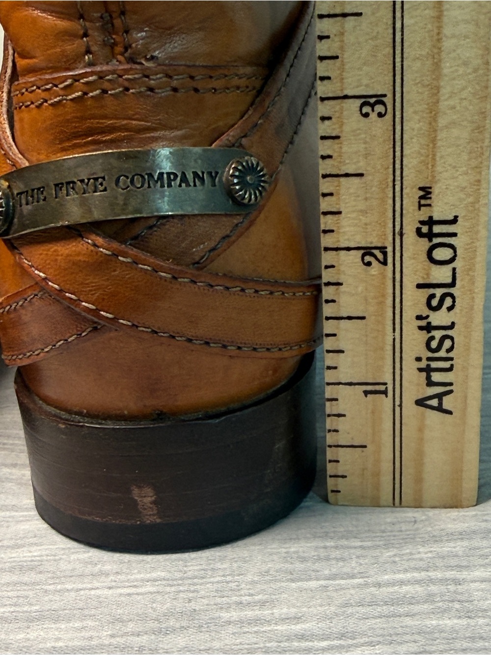 Frye Lindsay Plate Cognac Honey Leather Knee High Riding Boots Sz 7 - Picture 14 of 14